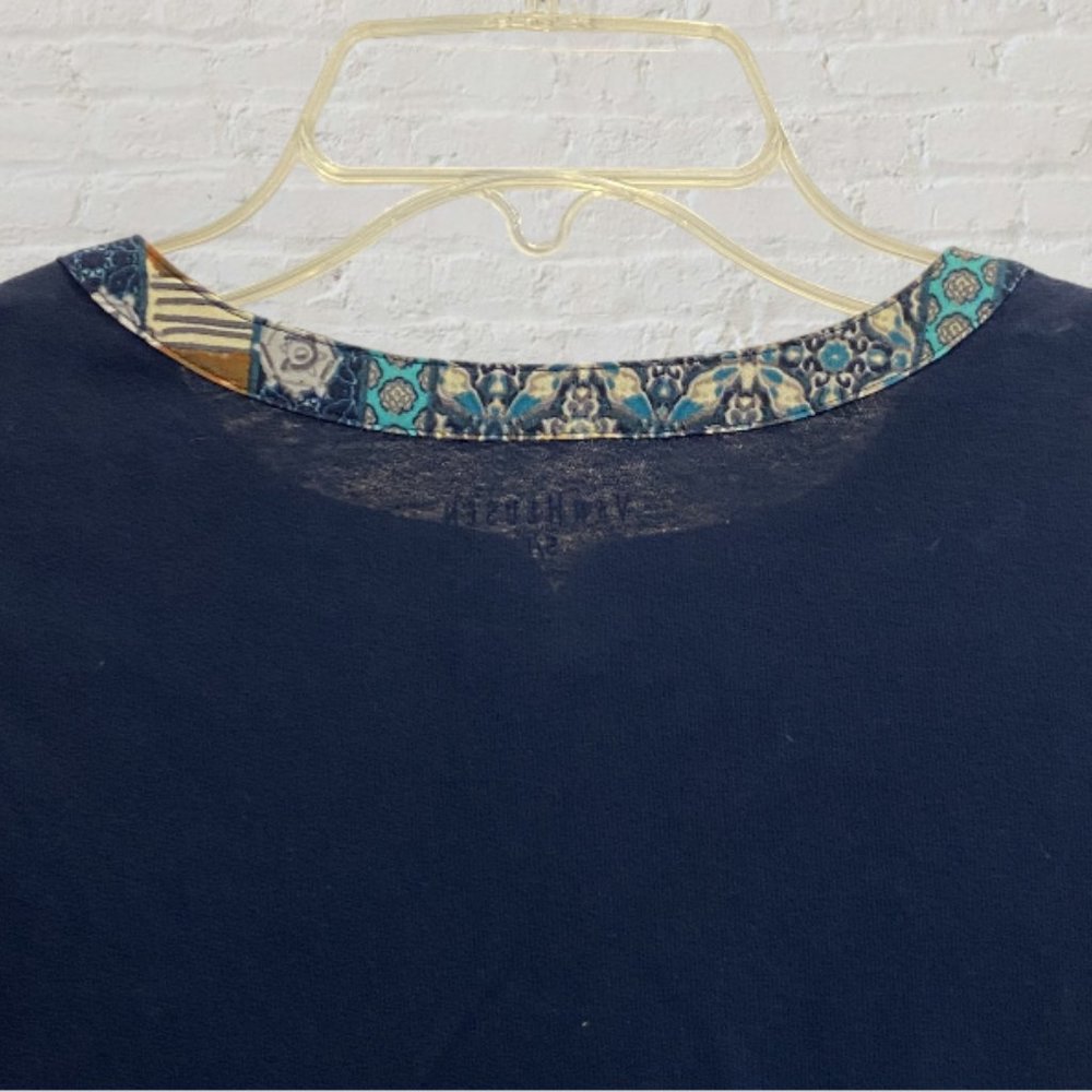 VAN HEUSEN -- Blouse, Multi-Colored, 3/4 Sleeve, Button Down with Boat Neck - Picture 12 of 14